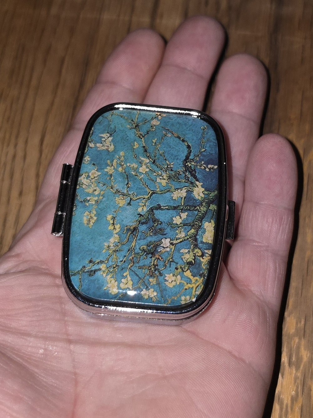 Van Gogh Almond Blossom Pill Box 2 Compartment Pill Case / Pill Organizer BNIB - Picture 6 of 16